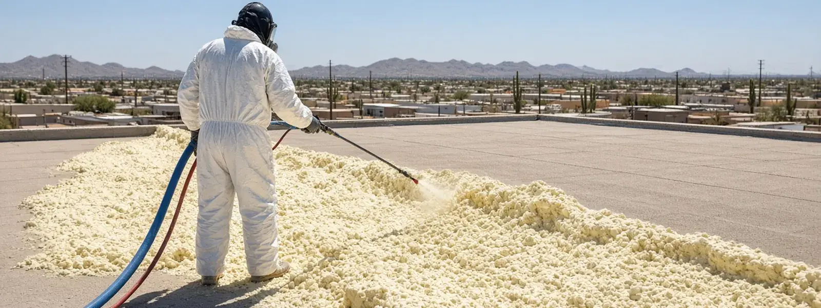 Spray Foam Roofing being performed on a Scottsdale commercial roof