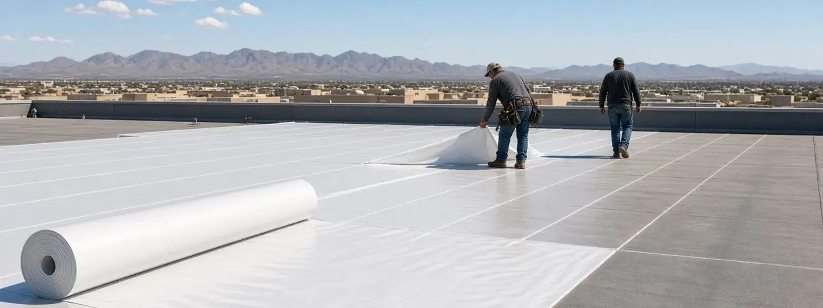 TPO Roofing being performed on a Scottsdale commercial roof