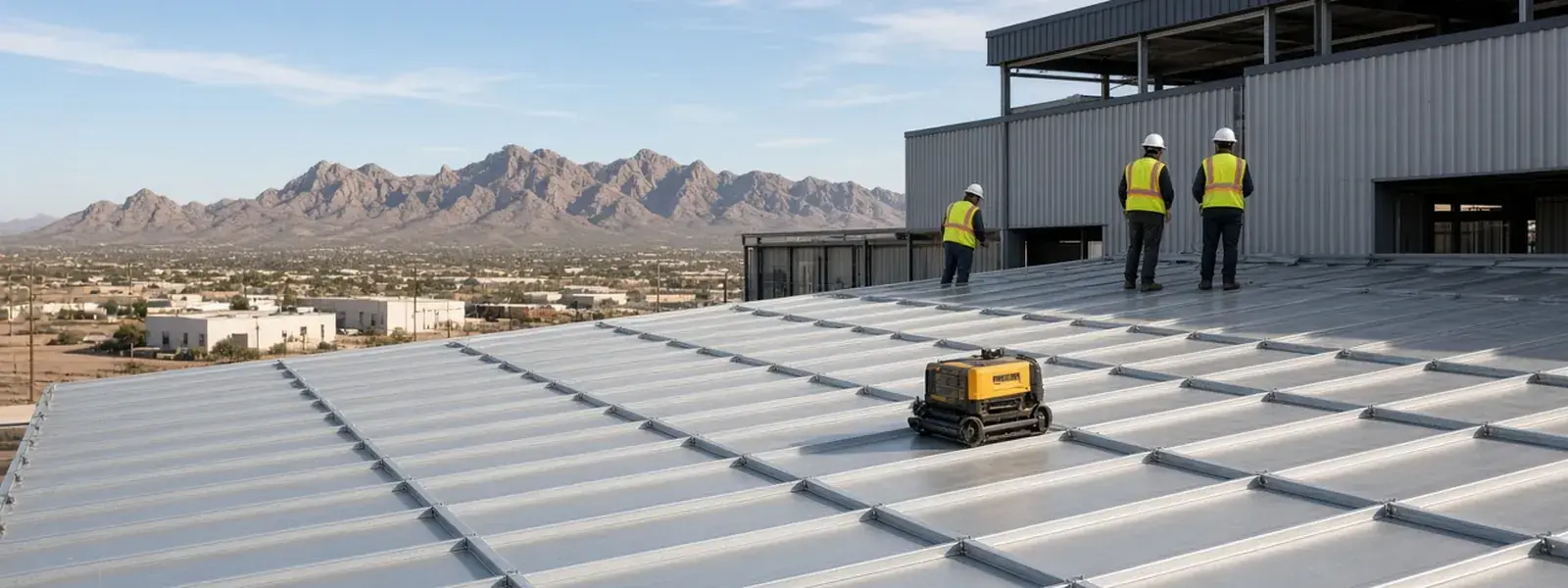 Commercial Metal Roofing being performed on a Scottsdale commercial roof